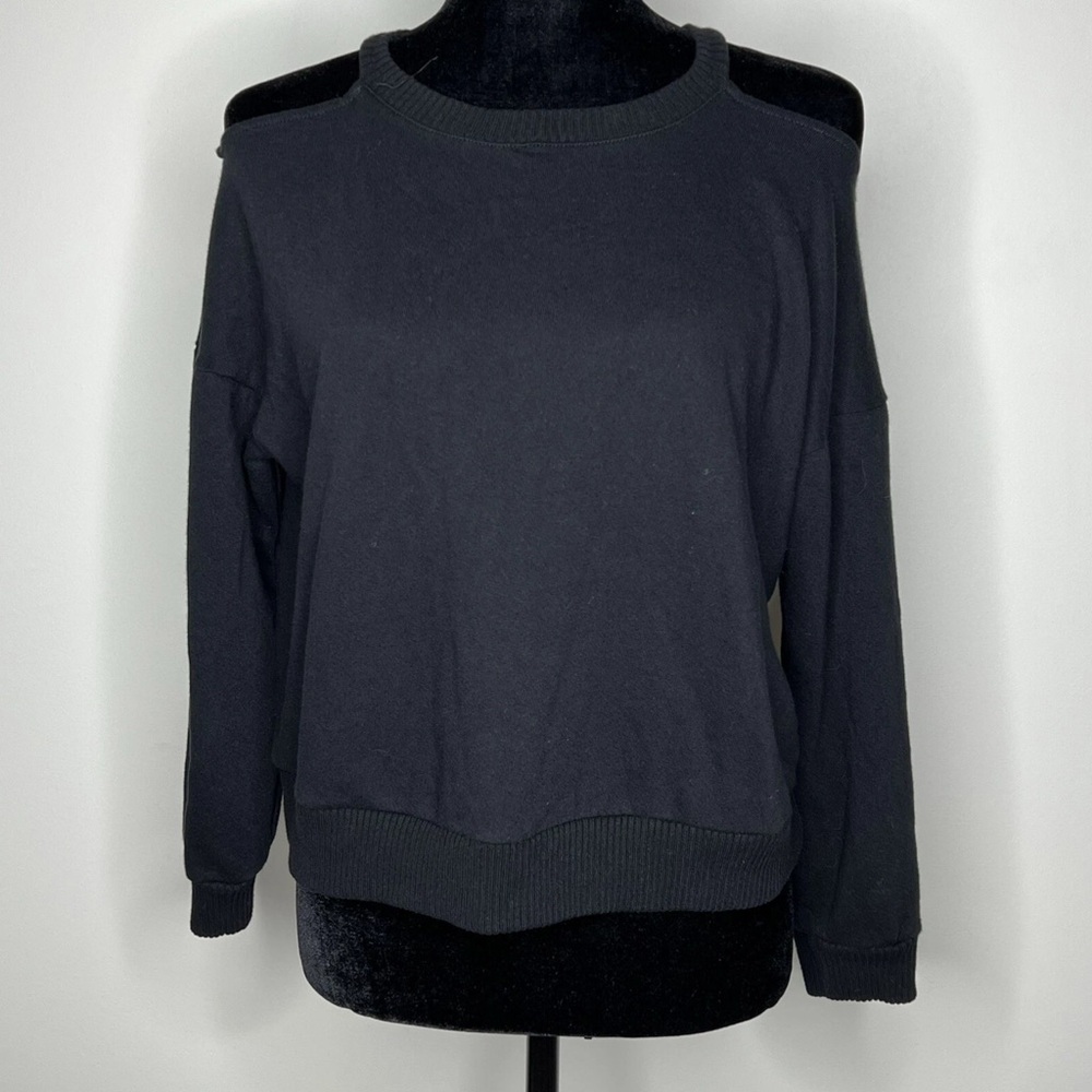 Maeve by Anthropologie Womens Black Cold‎ Shoulder Sweater Size Small